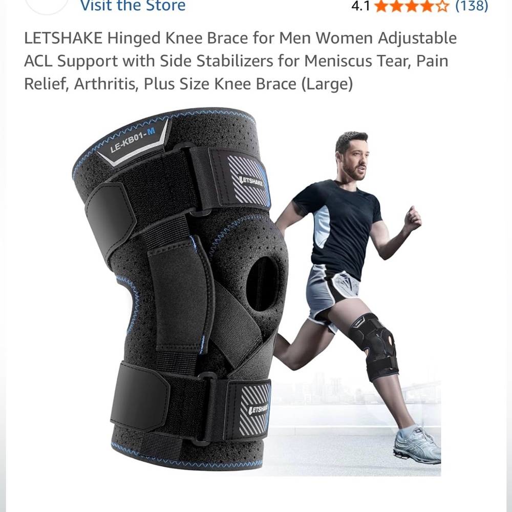 Unisex Black Adjustable Knee Brace Size Medium NWT